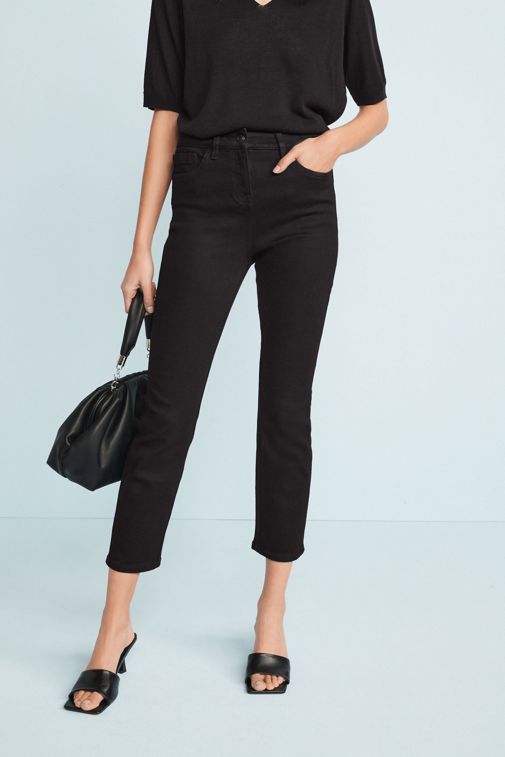 Black Cropped Slim Jeans - Image 2 of 2
