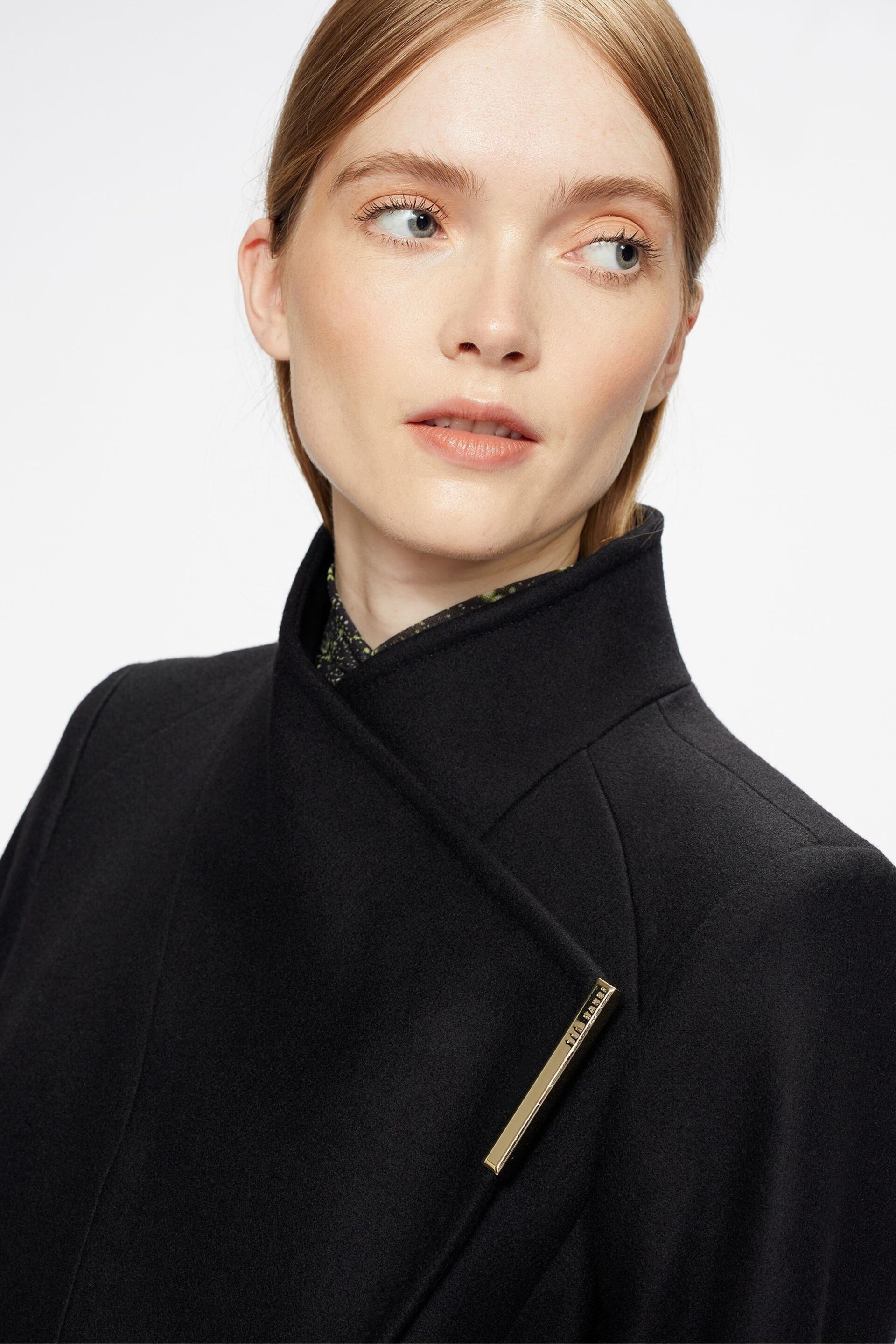 Ted Baker Black Long Length Rosell Wool Wrap Coat - Image 4 of 5