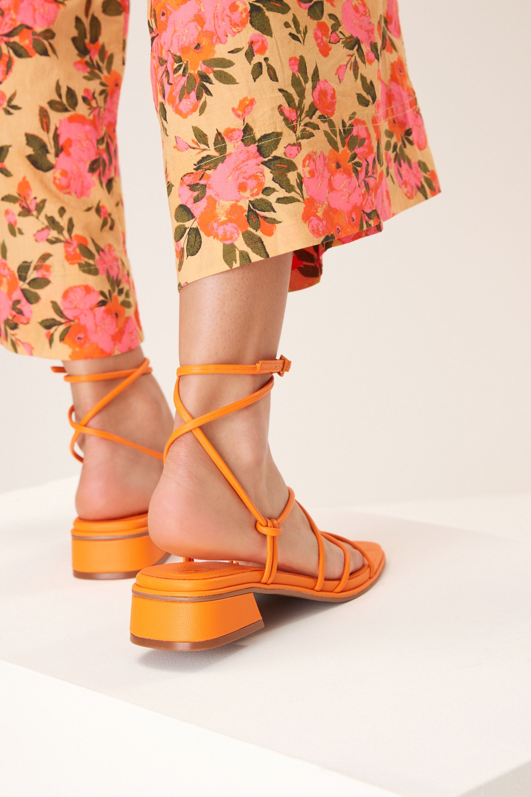 Orange ankle strap sandals store