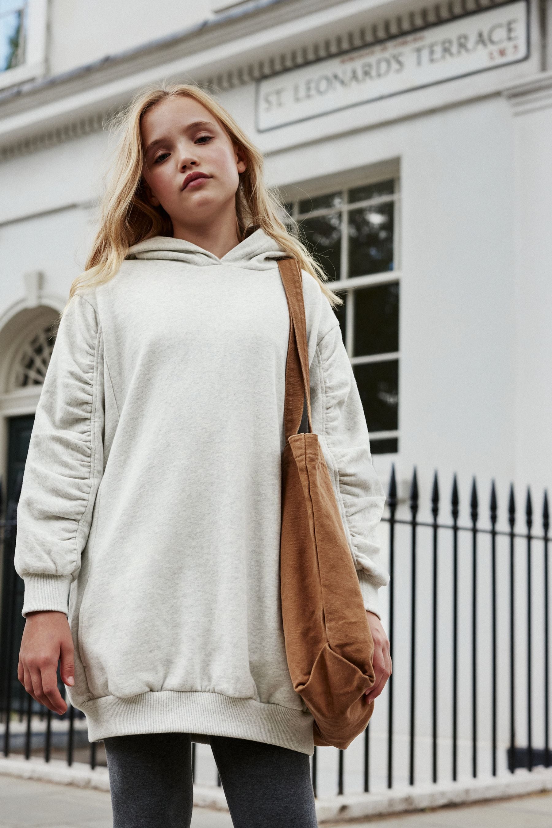 Grey longline hoodie shop