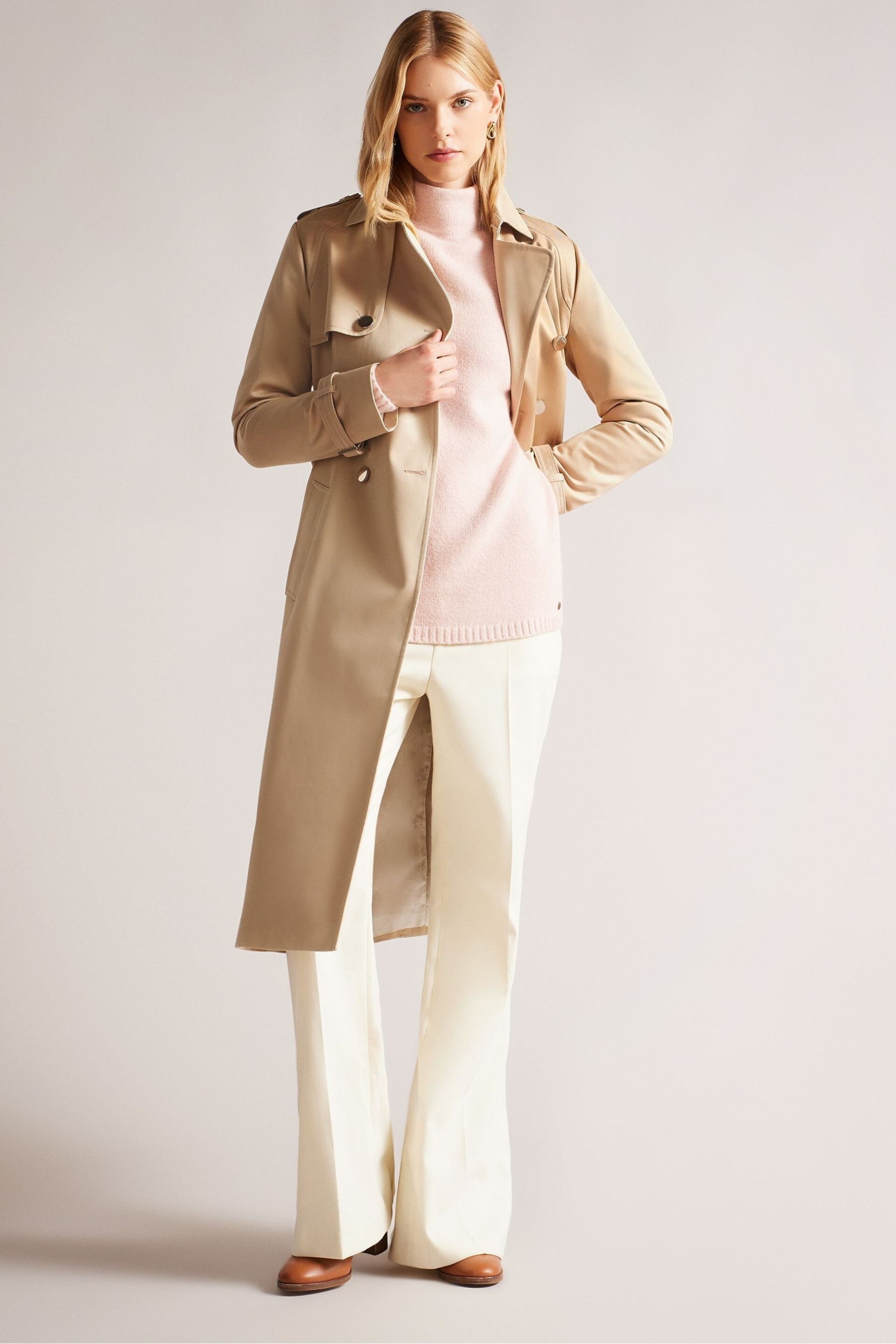 Ted Baker Natural Robbii Lightweight Trench Coat - Image 3 of 5