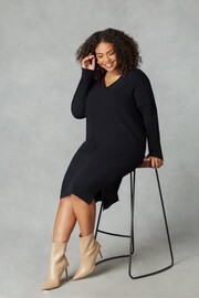 Live Unlimited Black Knitted V-Neck Dress - Image 3 of 5