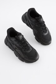 Black With Black Sole Elastic Lace Trainers - Image 1 of 10