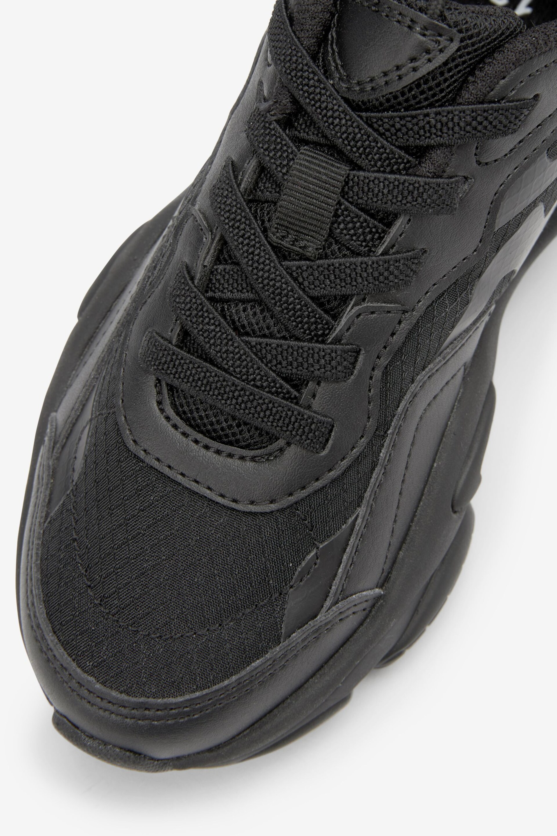 Black With Black Sole Elastic Lace Trainers - Image 7 of 10