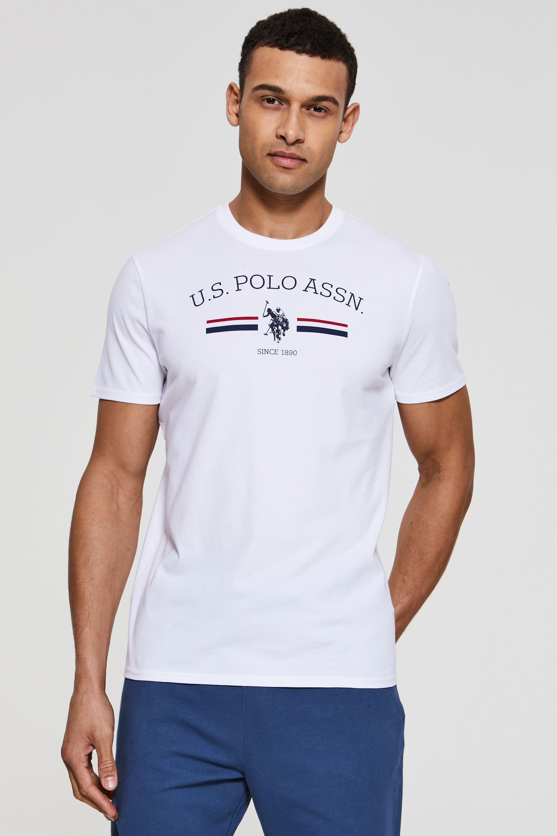 Buy U.S. Polo Assn. Bright White Stripe Rider 100 Cotton T Shirt from the Next UK online shop