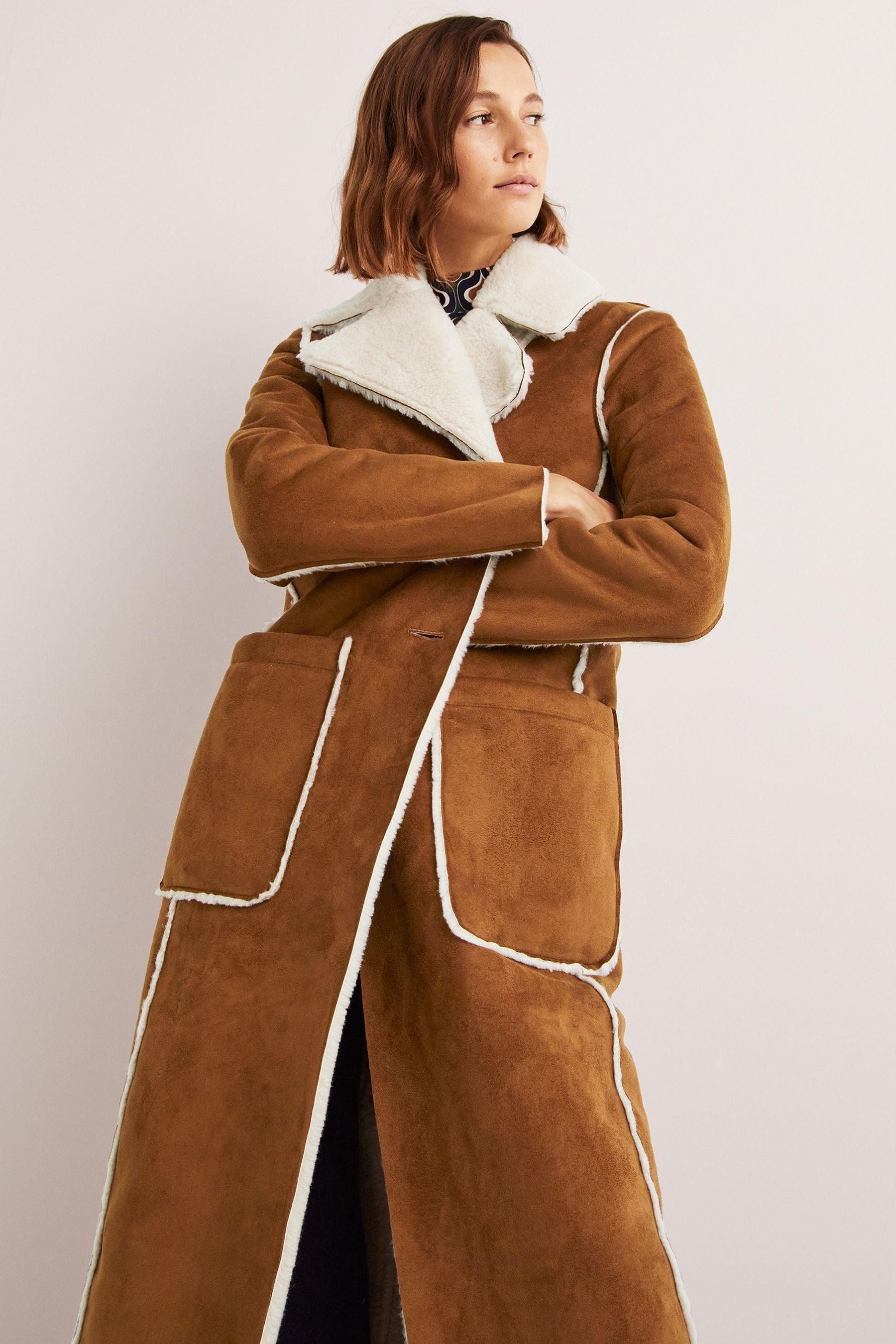 Reversible faux shearling coat store