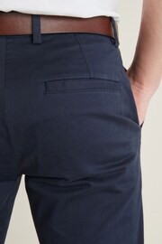 Navy Blue Slim Fit Belted Soft Touch Chino Trousers - Image 5 of 8