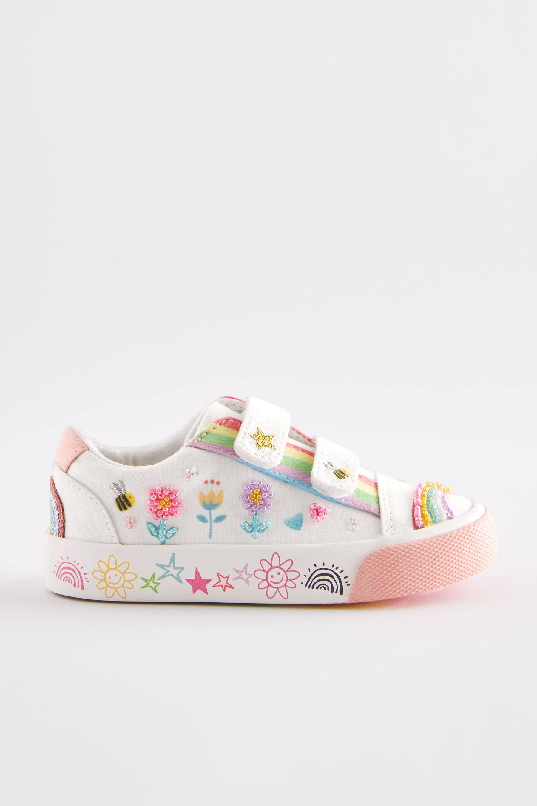 Embellished white trainers best sale