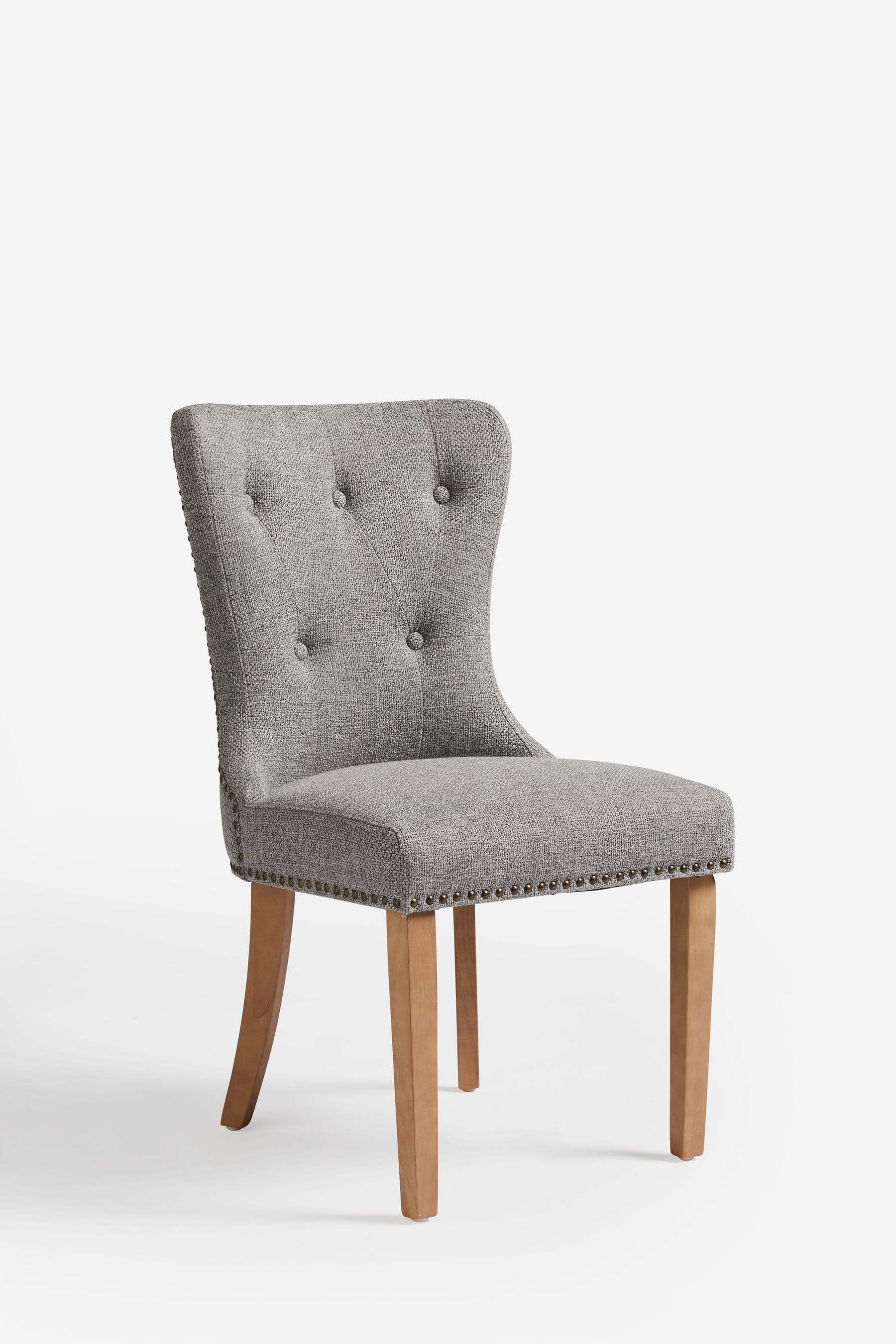 Buy Set of 2 Chunky Weave Mid Grey Blair Light Wood Leg Button Dining Chairs from the Next UK online shop