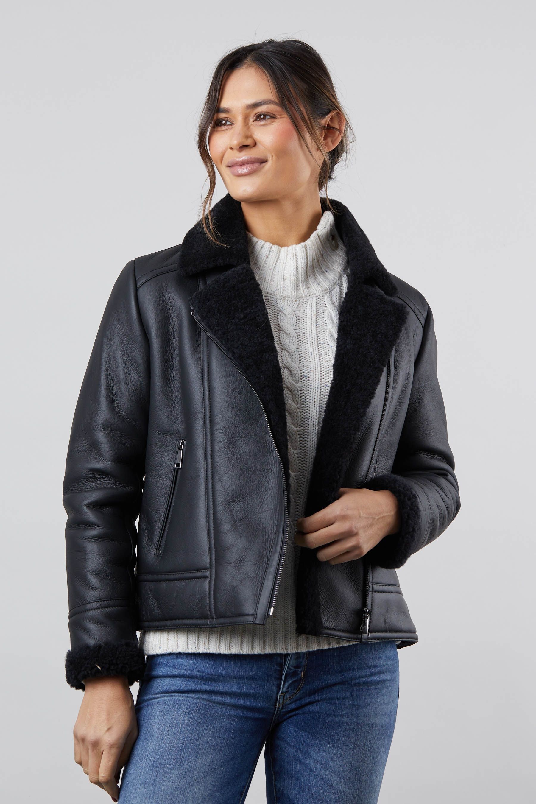 Buy Lakeland Leather Black Lindeth Sheepskin Aviator Jacket from Next Luxembourg