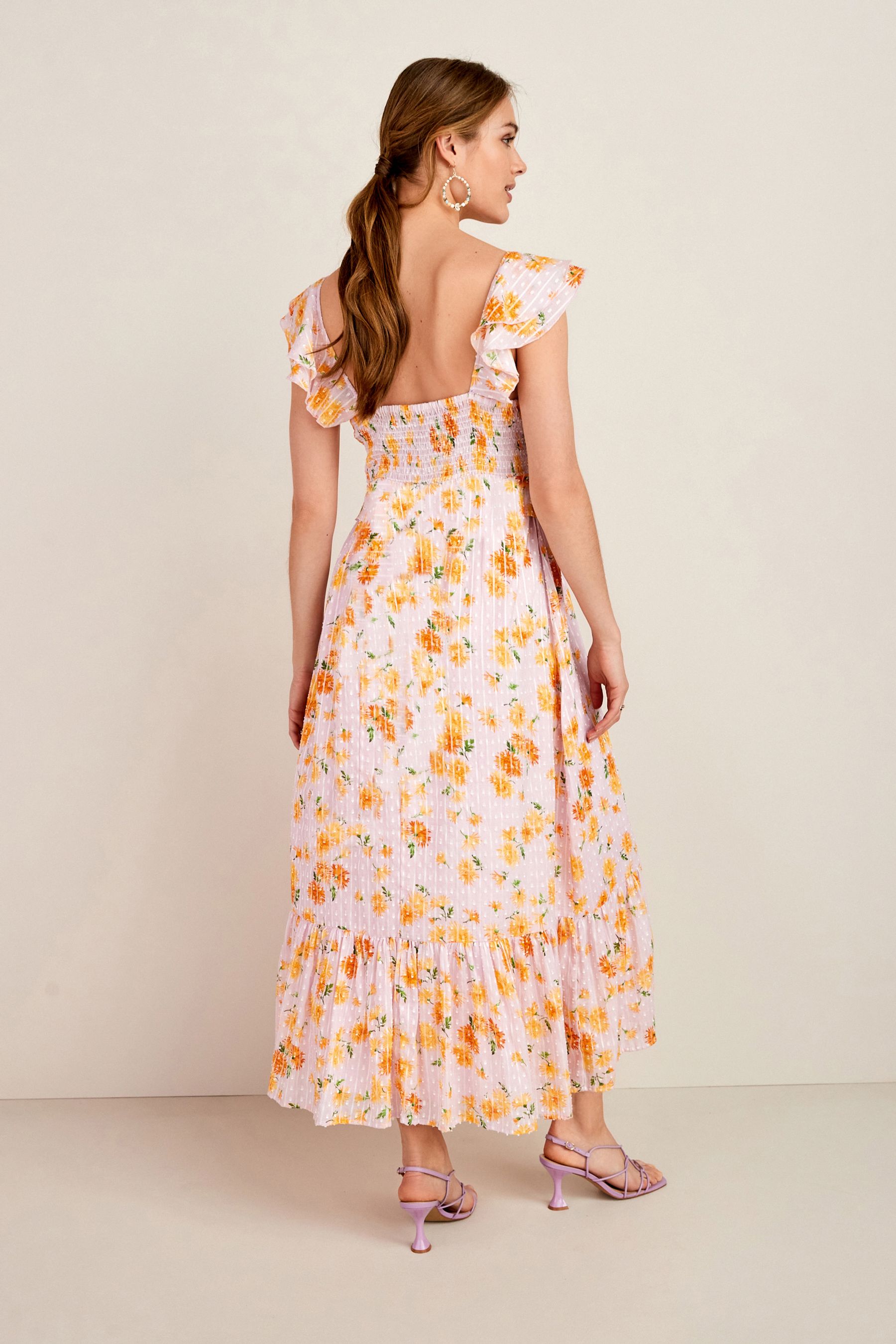 Ruffle strap midi dress on sale