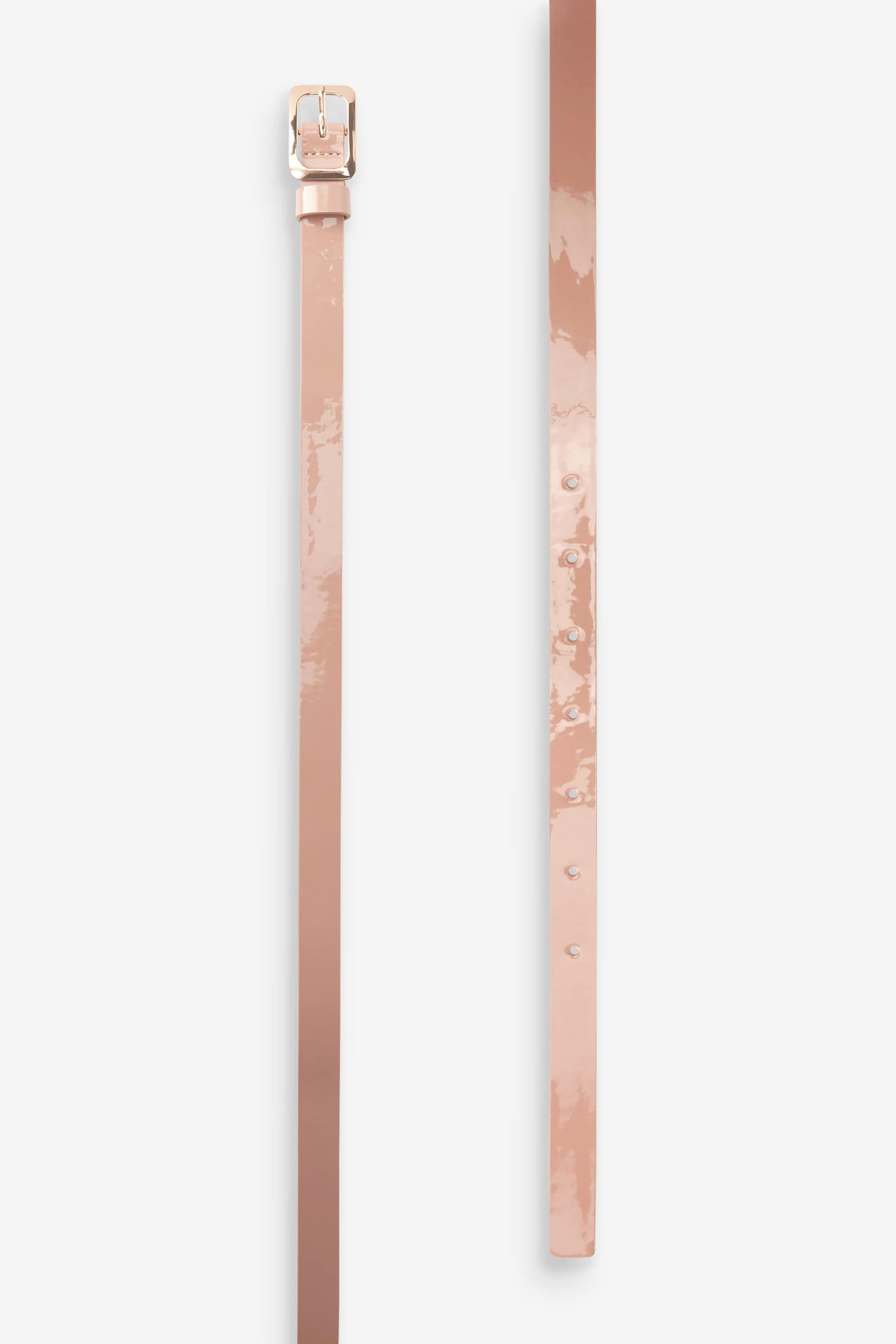 Nude Skinny Patent Belt - Image 4 of 4