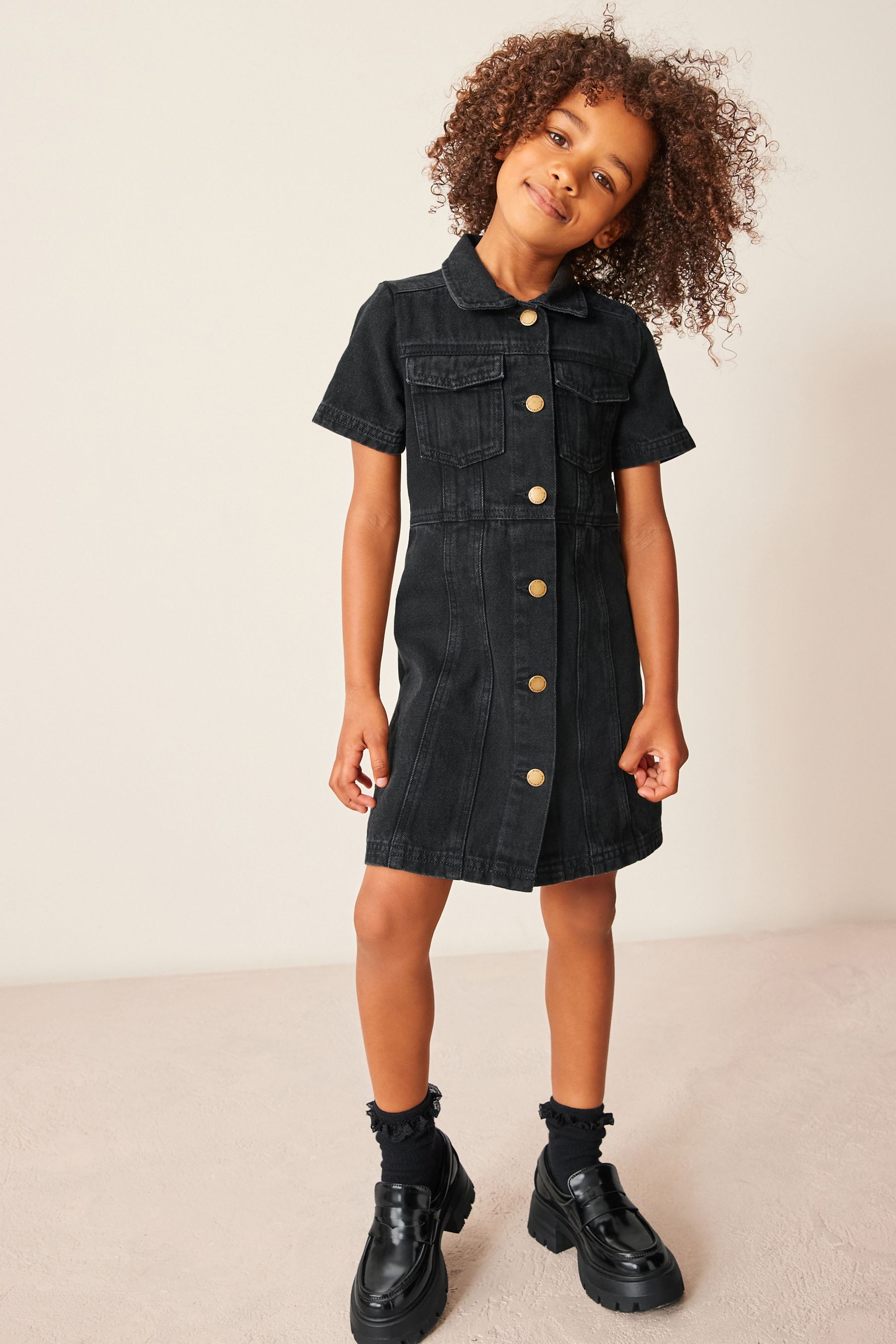 Buy Black Fitted Denim Dress 3 16yrs from Next Luxembourg