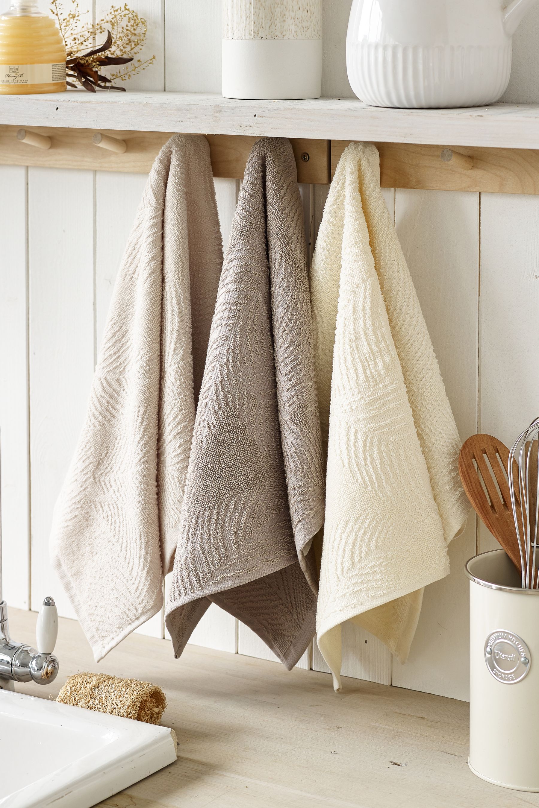 Natural 1 Terry 100 Cotton Set of 3 Tea Towels