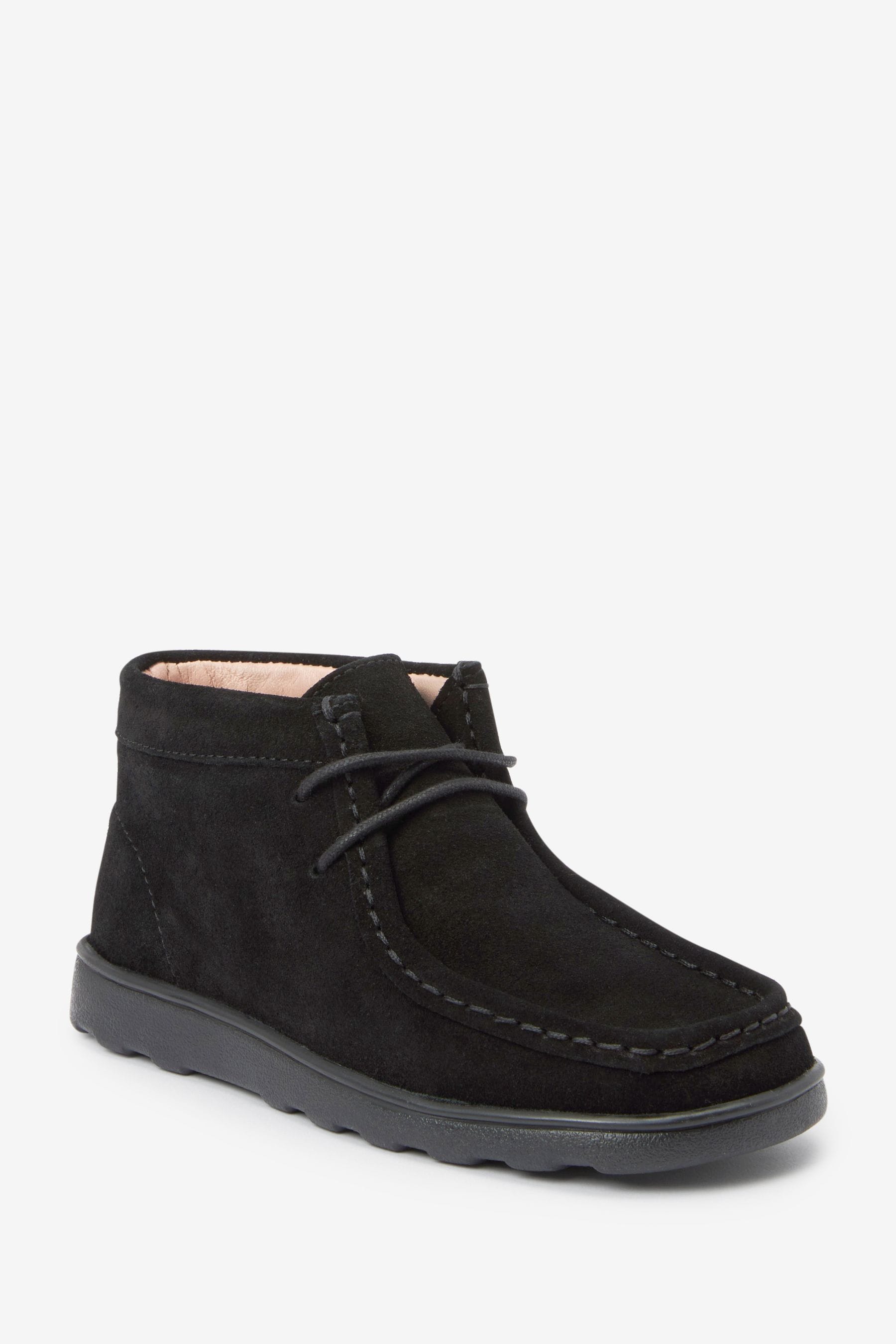Buy Black Suede Lace Up School Boots from Next Luxembourg
