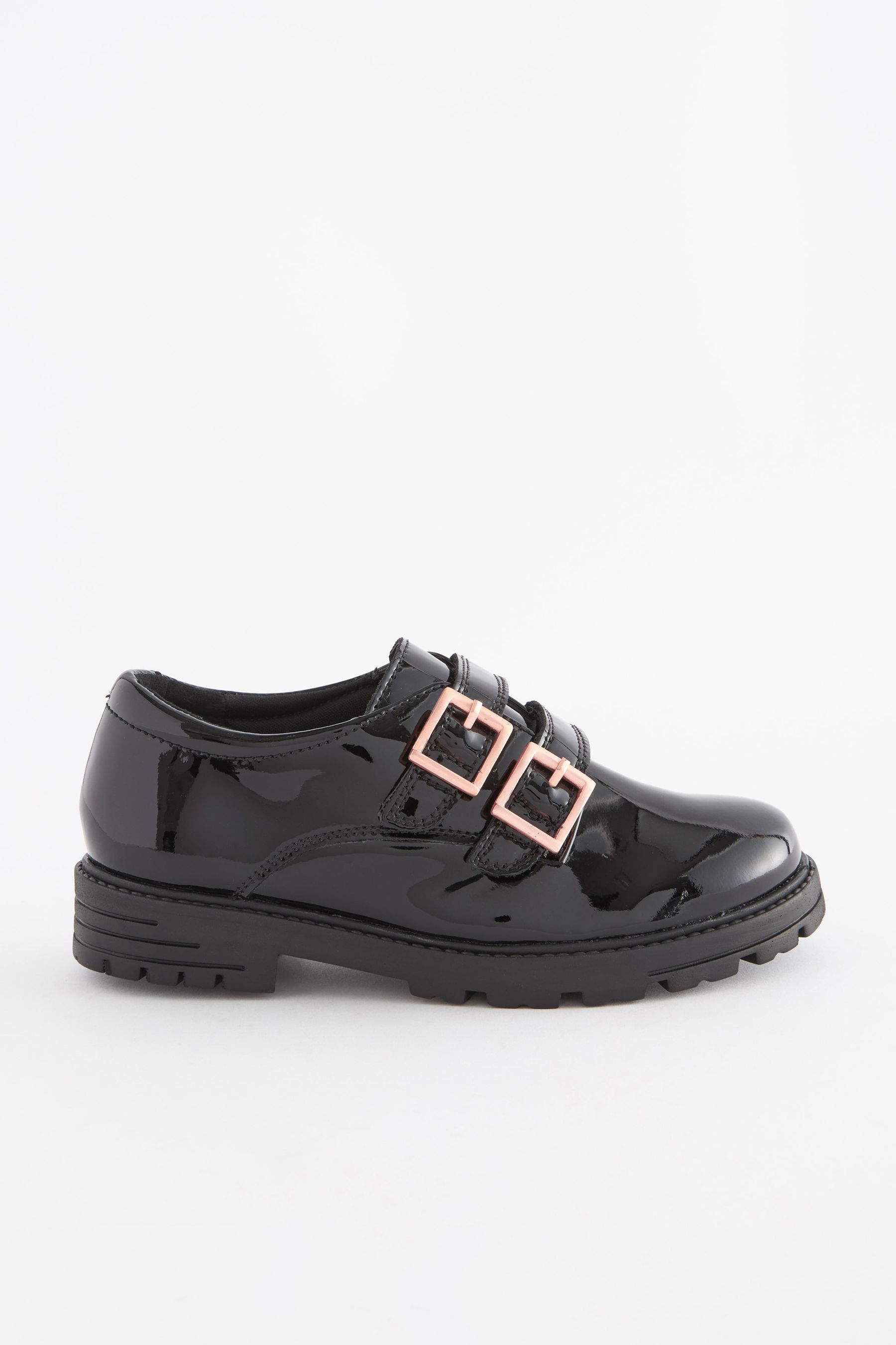 Buy Black Leather Rose Gold Touch Fastening Buckle School Shoes from Next Austria