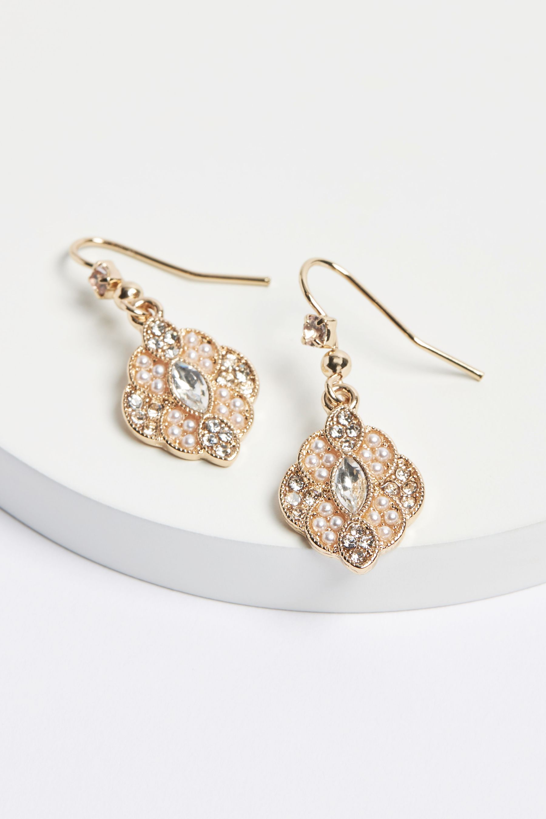 Buy Gold Tone Vintage Pearl And Sparkle Drop Earrings from Next Australia