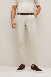 Light Stone Slim Fit Belted Soft Touch Chino Trousers - Image 1 of 7