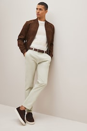 Light Stone Slim Fit Belted Soft Touch Chino Trousers - Image 2 of 7