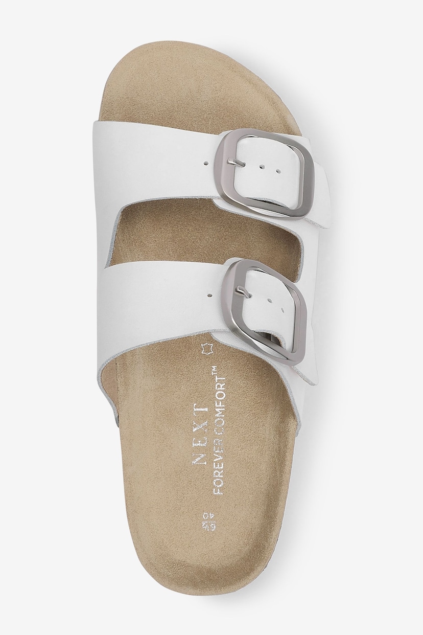 White Forever Comfort® Leather Double Strap Footbed Sandals - Image 5 of 6