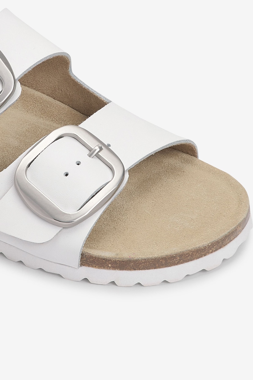 White Forever Comfort® Leather Double Strap Footbed Sandals - Image 6 of 6