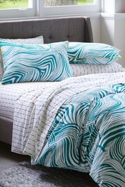 Novogratz Green Zebra Marble Cotton Duvet Cover and Pillowcase Set - Image 1 of 4