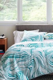 Novogratz Green Zebra Marble Cotton Duvet Cover and Pillowcase Set - Image 2 of 4