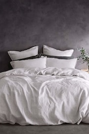 Lazy Linen White 100% Washed Linen Fitted Sheet - Image 2 of 3