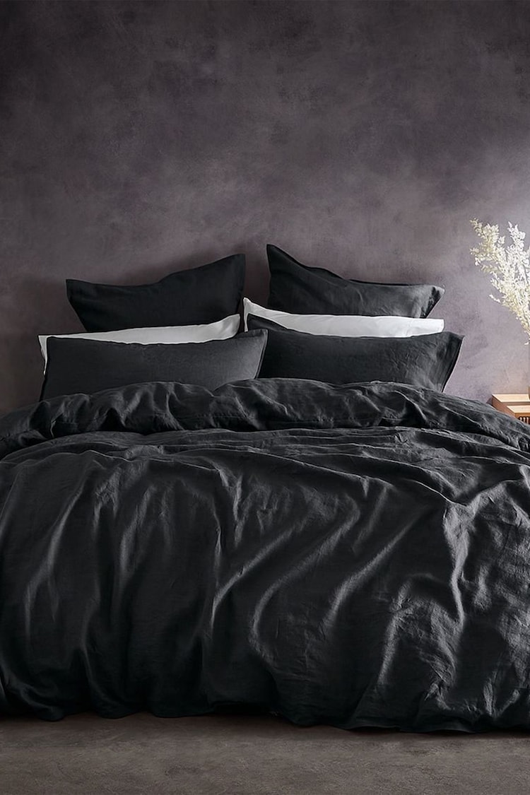 Lazy Linen Grey Washed 100% Linen Duvet Cover - Image 1 of 3