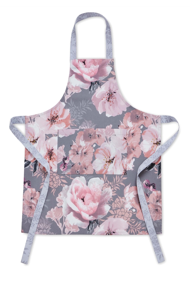 Catherine Lansfield Grey Dramatic Grey Floral Apron - Image 2 of 2