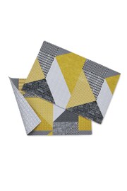 Catherine Lansfield Set of 2 Yellow Larsson Geo Wipeable Placemats - Image 4 of 4