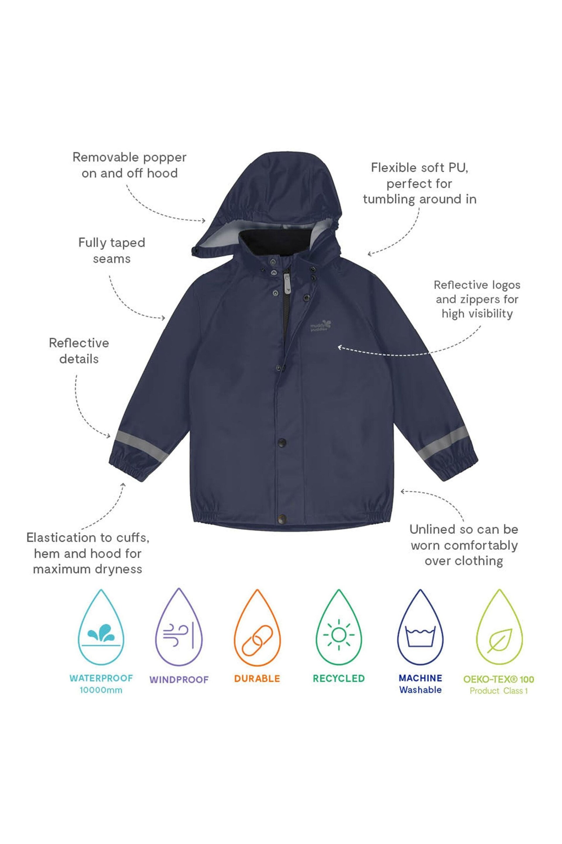 Muddy Puddles Recycled Rainy Day Waterproof Jacket - Image 3 of 3