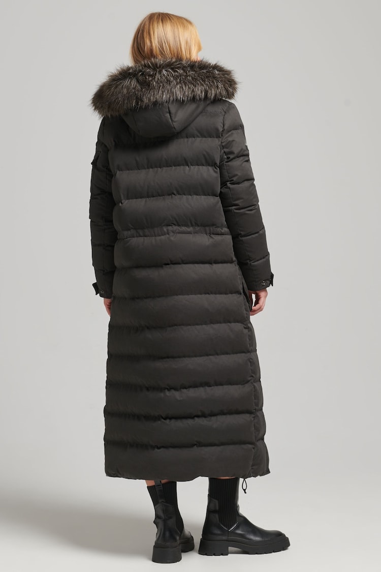 Superdry Black Microfibre Expedition Longline Parka Coat - Image 2 of 6