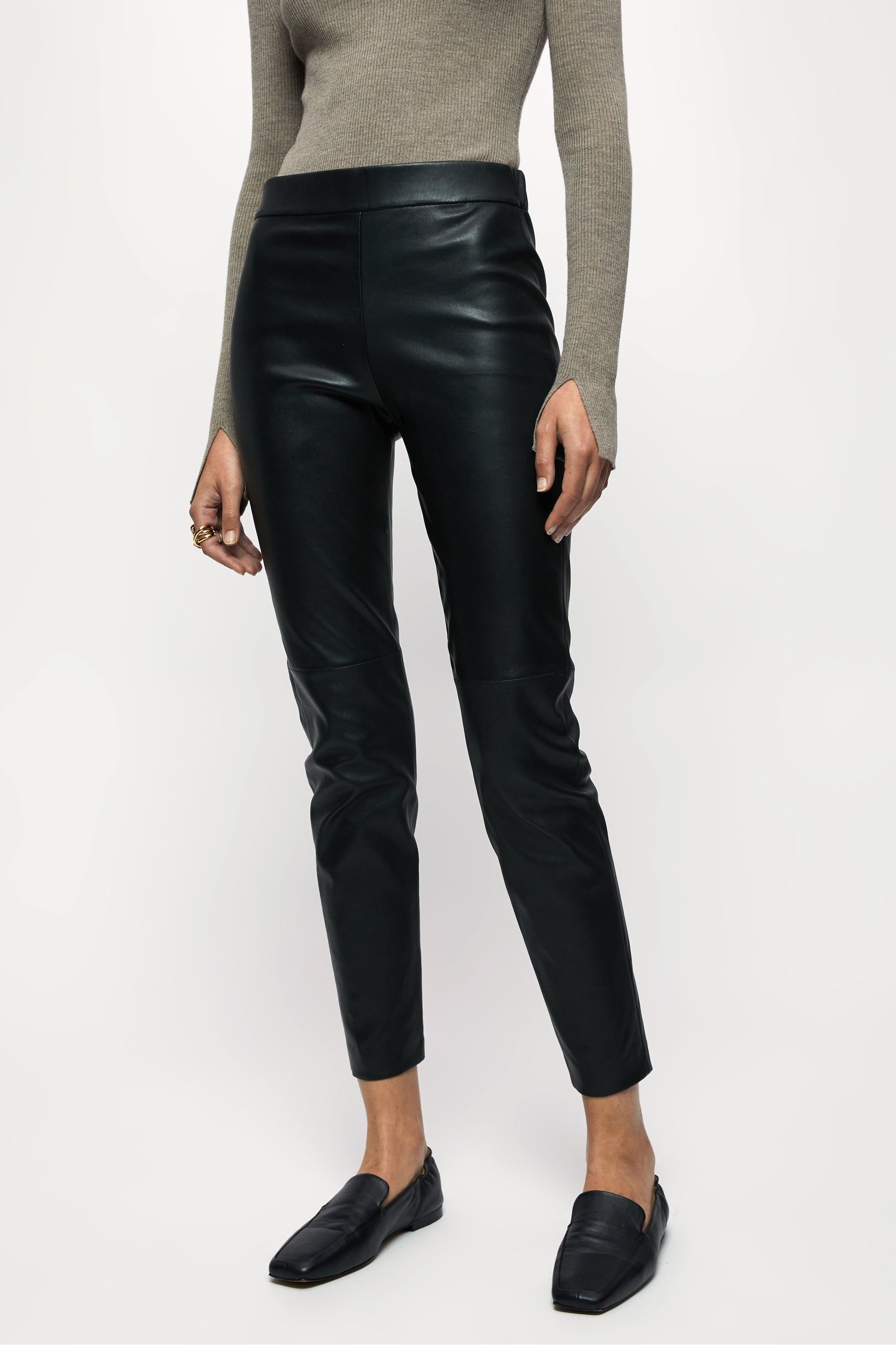 Jigsaw leather trousers on sale