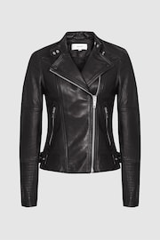 Reiss Black Tallis Leather Biker Jacket - Image 2 of 6