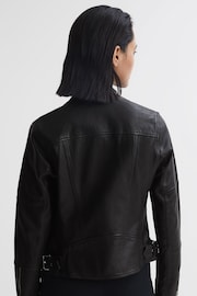 Reiss Black Tallis Leather Biker Jacket - Image 5 of 6