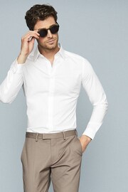 Reiss White Cotton Stretch Poplin Slim Fit Shirt - Image 7 of 7