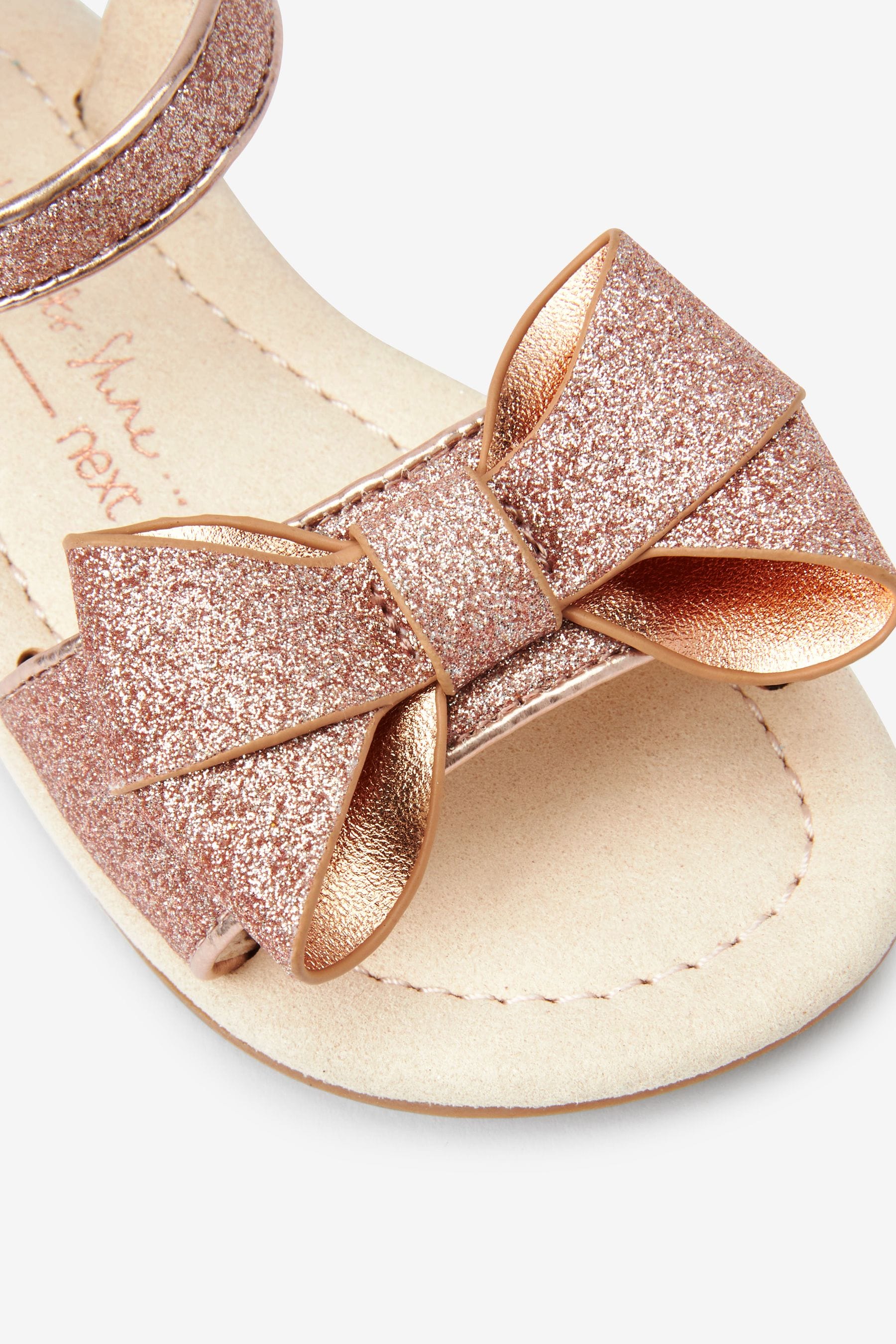 Buy Rose Gold Pink Glitter Bow Occasion Sandals from Next Luxembourg