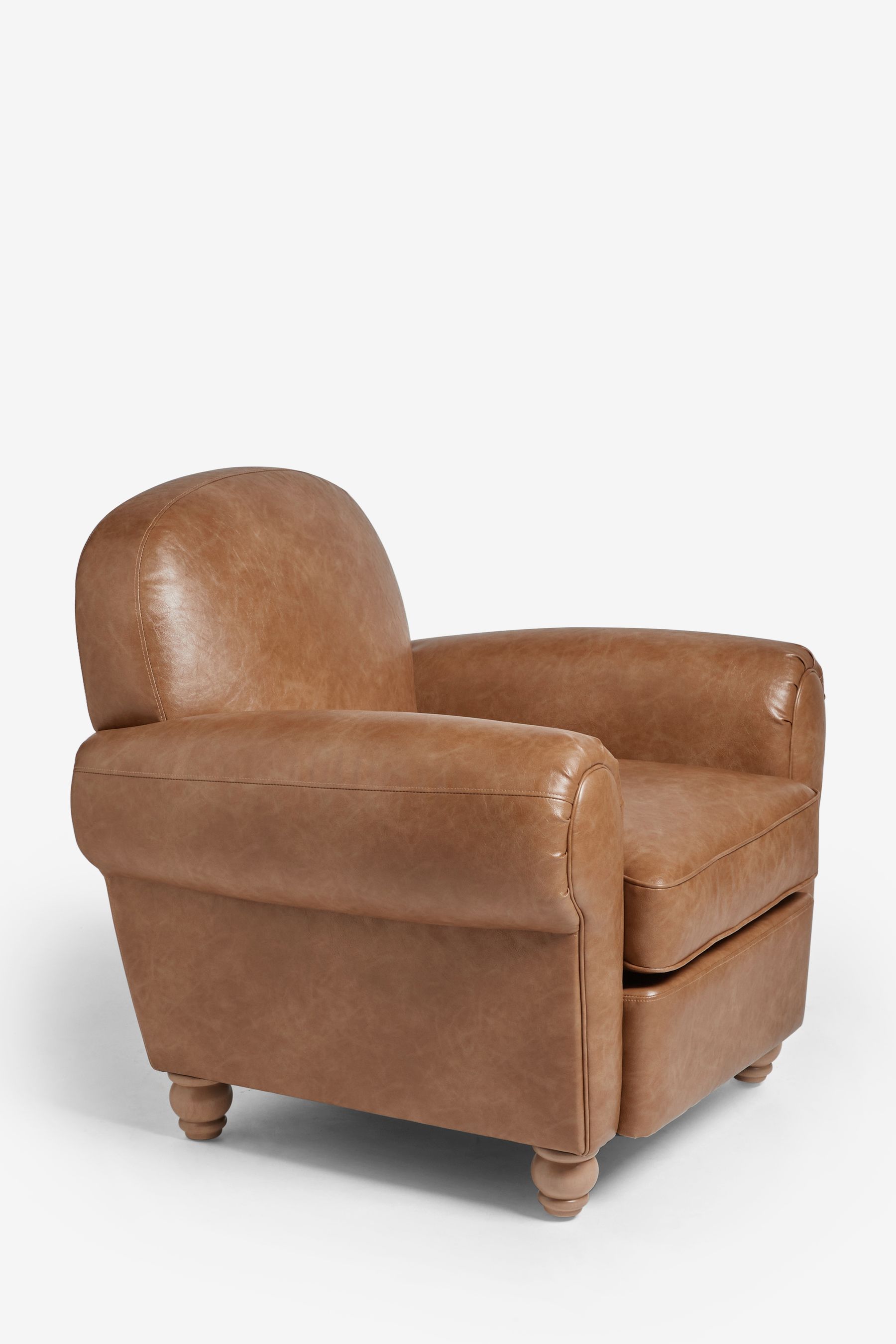 Buy Vintaged Faux Leather Light Brown Arthur Large Club Armchair from Next Ireland