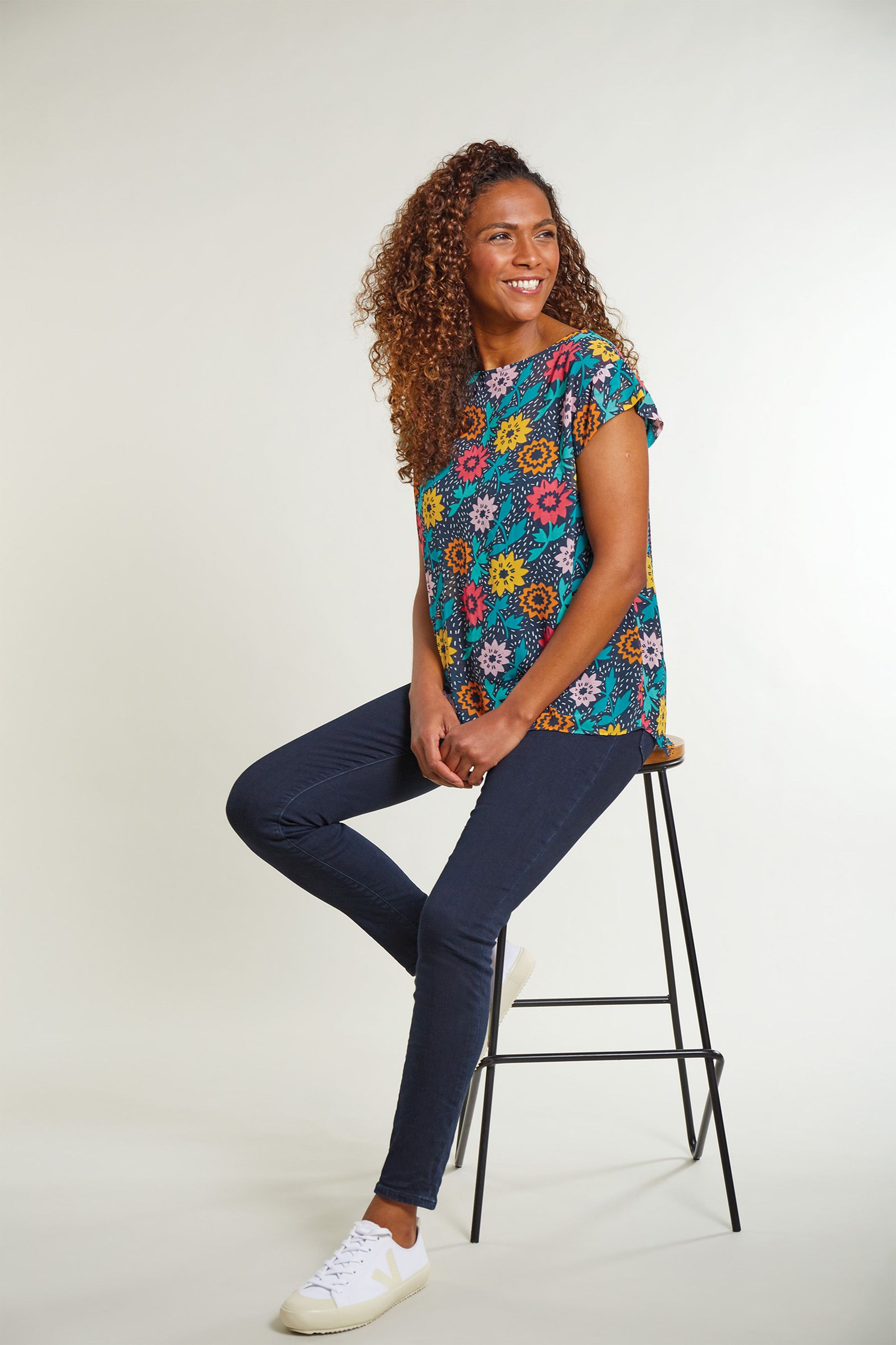 Buy Frugi Maternity Nursing Organic Navy Blue Dahlias Top from Next Luxembourg