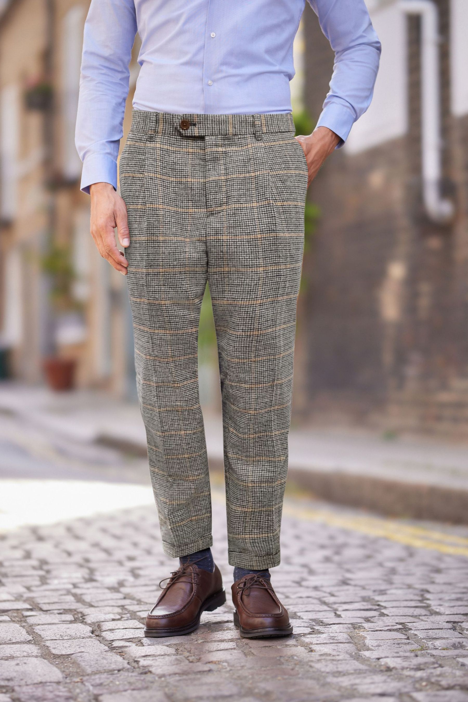 Buy Grey Check Relaxed Tapered Nova Fides Formal Trousers from Next Luxembourg