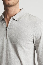 Reiss Soft Grey Ashdown Golf Half Zip Polo Shirt - Image 4 of 5