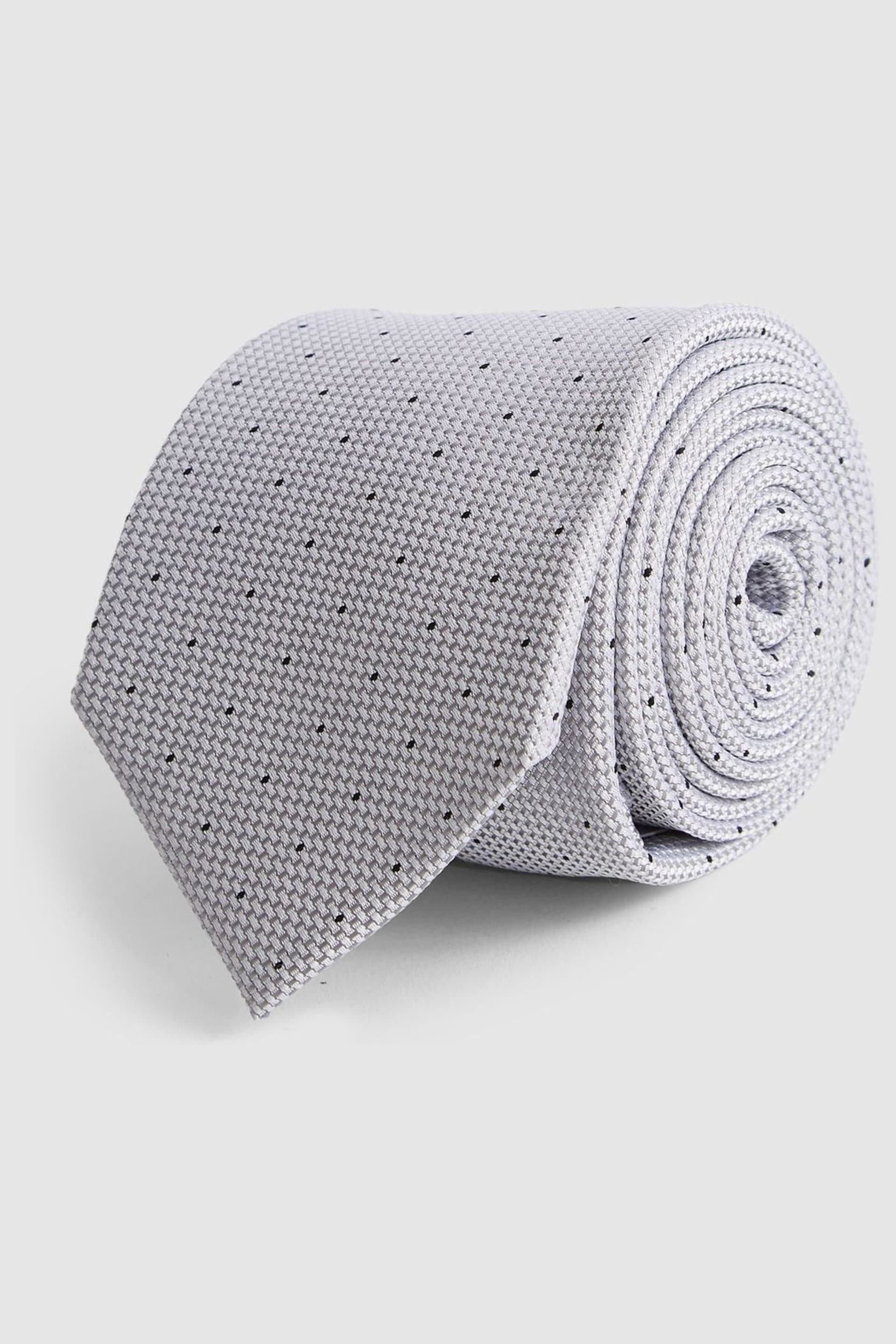 Reiss Silver Liam Silk Polka Dot Tie - Image 1 of 4