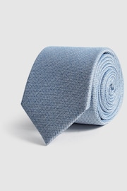 Reiss Airforce Blue Ceremony Textured Silk Tie - Image 1 of 4