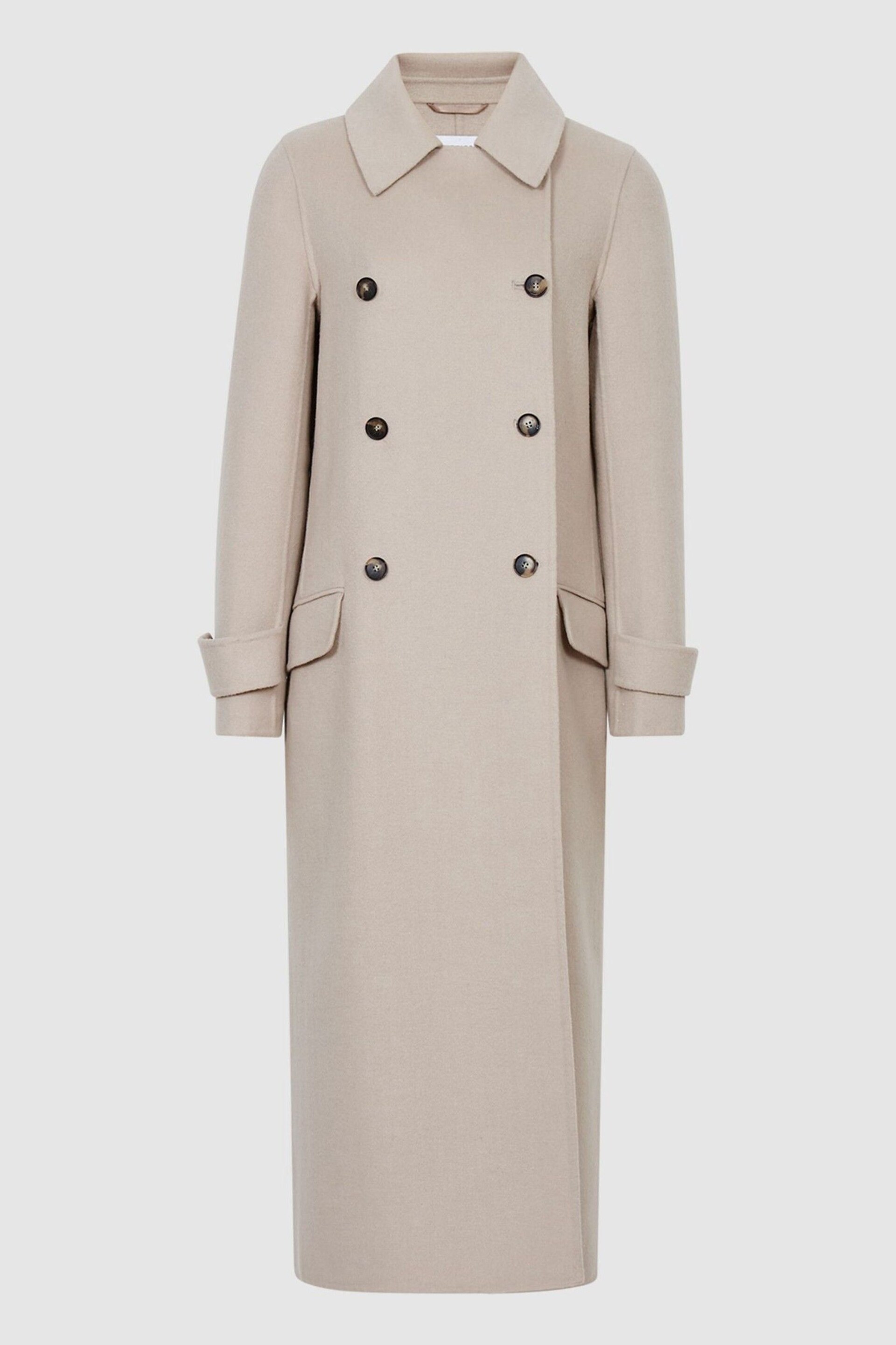 Reiss Oatmeal Lexi Button Blindseam Long Coat - Image 2 of 8