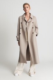 Reiss Oatmeal Lexi Button Blindseam Long Coat - Image 7 of 8