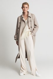 Reiss Oatmeal Lexi Button Blindseam Long Coat - Image 8 of 8