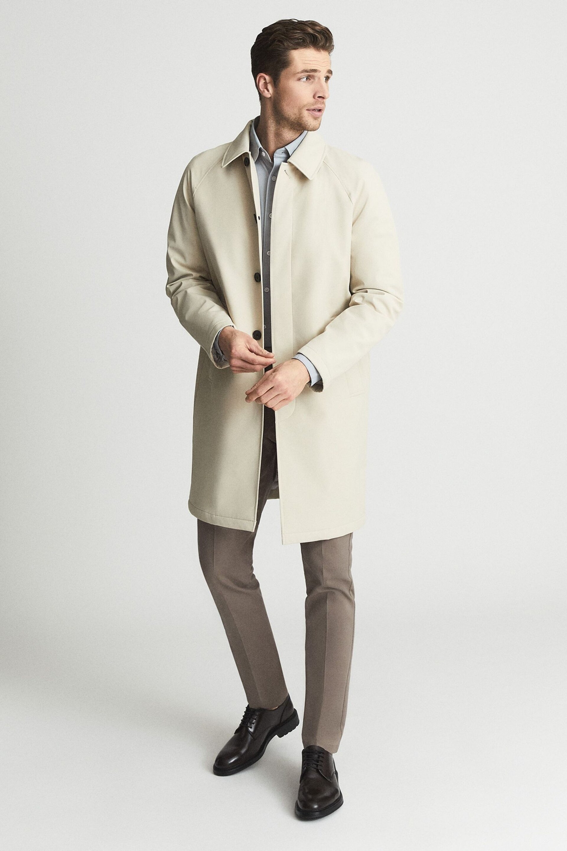 Reiss Stone Colombo Single Breasted Long Length Coat - Image 1 of 6