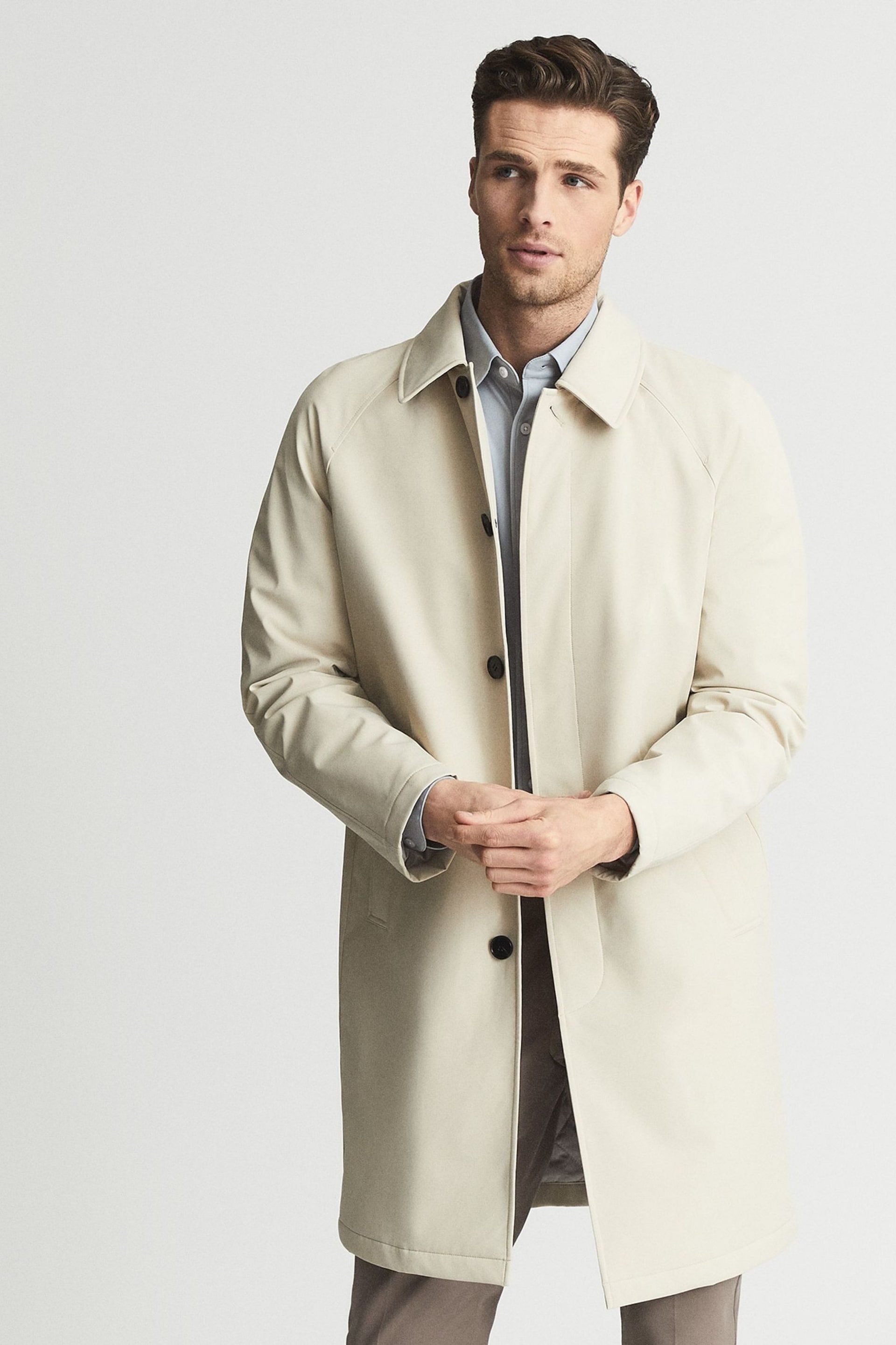 Reiss Stone Colombo Single Breasted Long Length Coat - Image 6 of 6