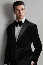 Reiss Black Ace Modern Fit Velvet Single Breasted Tuxedo Jacket - Image 6 of 9